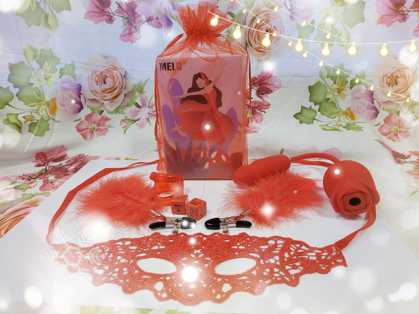 Valentines Sex Toy Flaming Rose Flower Bundle 5pcs Set