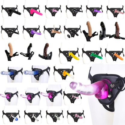 Strap On Dildo Sex Toy For Couples With Harness Glass Suction Cup Women Lesbian