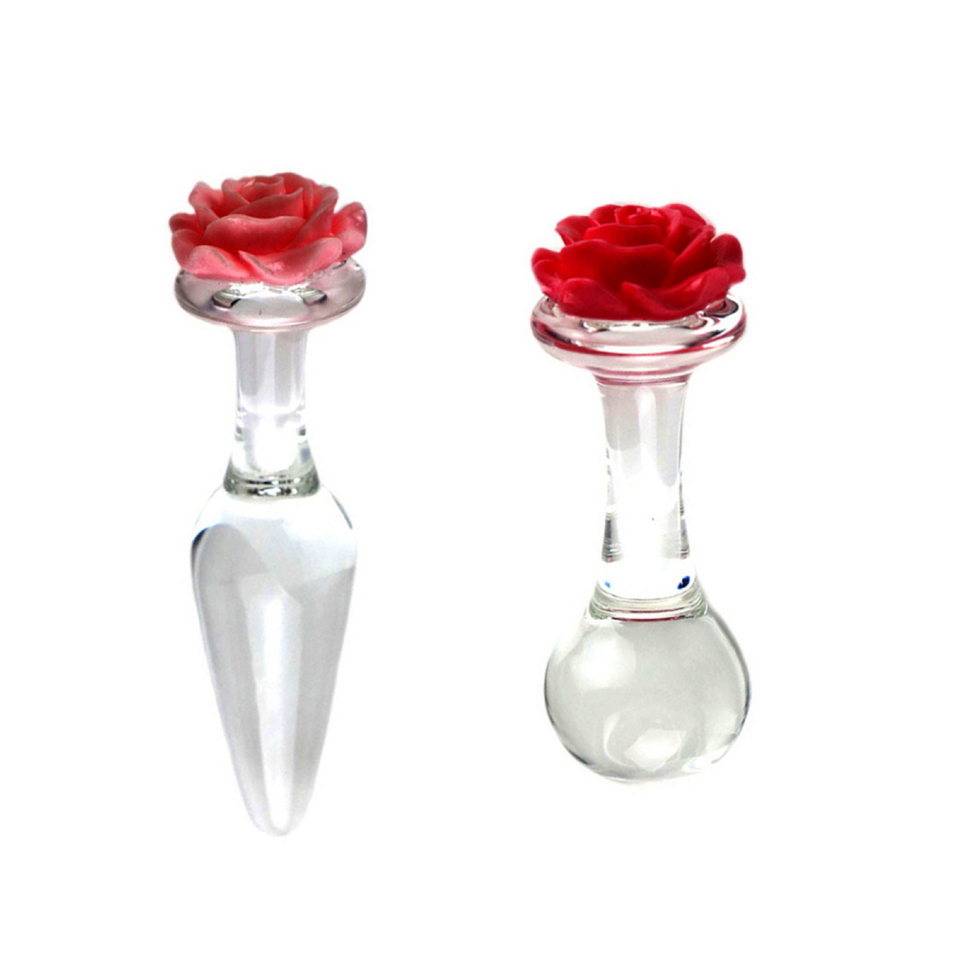 Pink Red Rose Flower Anal Butt Plug Clear Glass Dildo Magicnitz Pink Red Rose Flower Anal Butt Plug Clear Glass Dildo Magicnitz