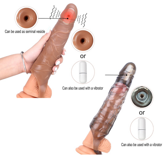Huge Penis 6cm Extender Sleeve Dildo Vibrator Realistic Texture