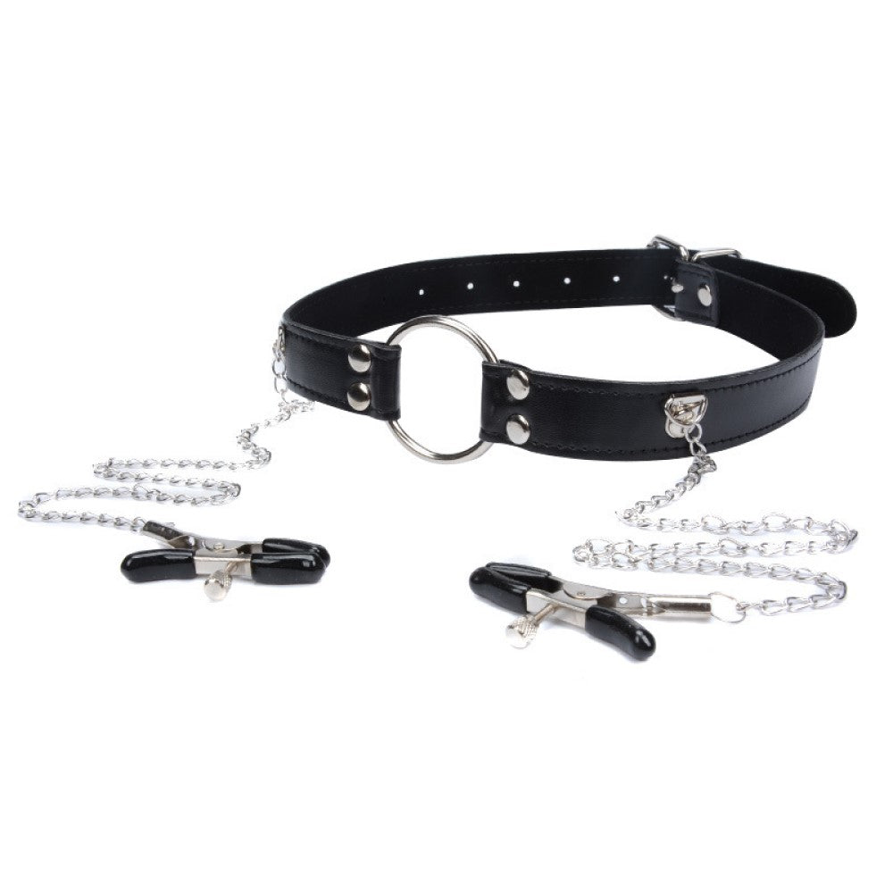 Black Leather Cat Face Mask and Erotic Bondage Nipple Clamps and 5pcs Sex Positions Dices