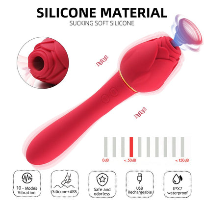 10 Vibration Modes And 5 Sucking Modes Flaming Rose Massager Vibrator