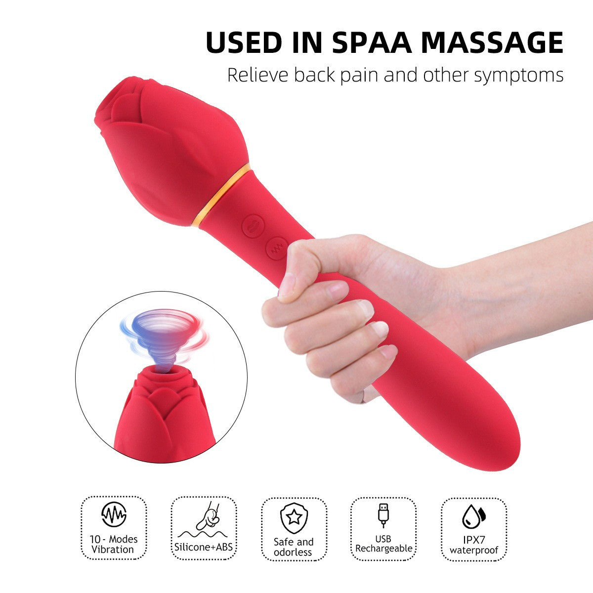 10 Vibration Modes And 5 Sucking Modes Flaming Rose Massager Vibrator