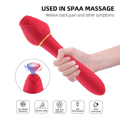 10 Vibration Modes And 5 Sucking Modes Flaming Rose Massager Vibrator