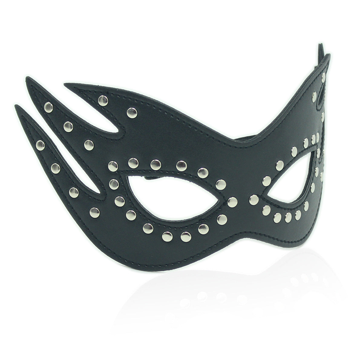 3-Piece Faux Leather Bondage Set – Fur Lined Handcuffs Studded Cat Mask & Spanking Paddle