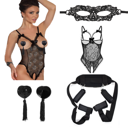 ‘Back to Black’ 5-Piece Lingerie and Bondage Set