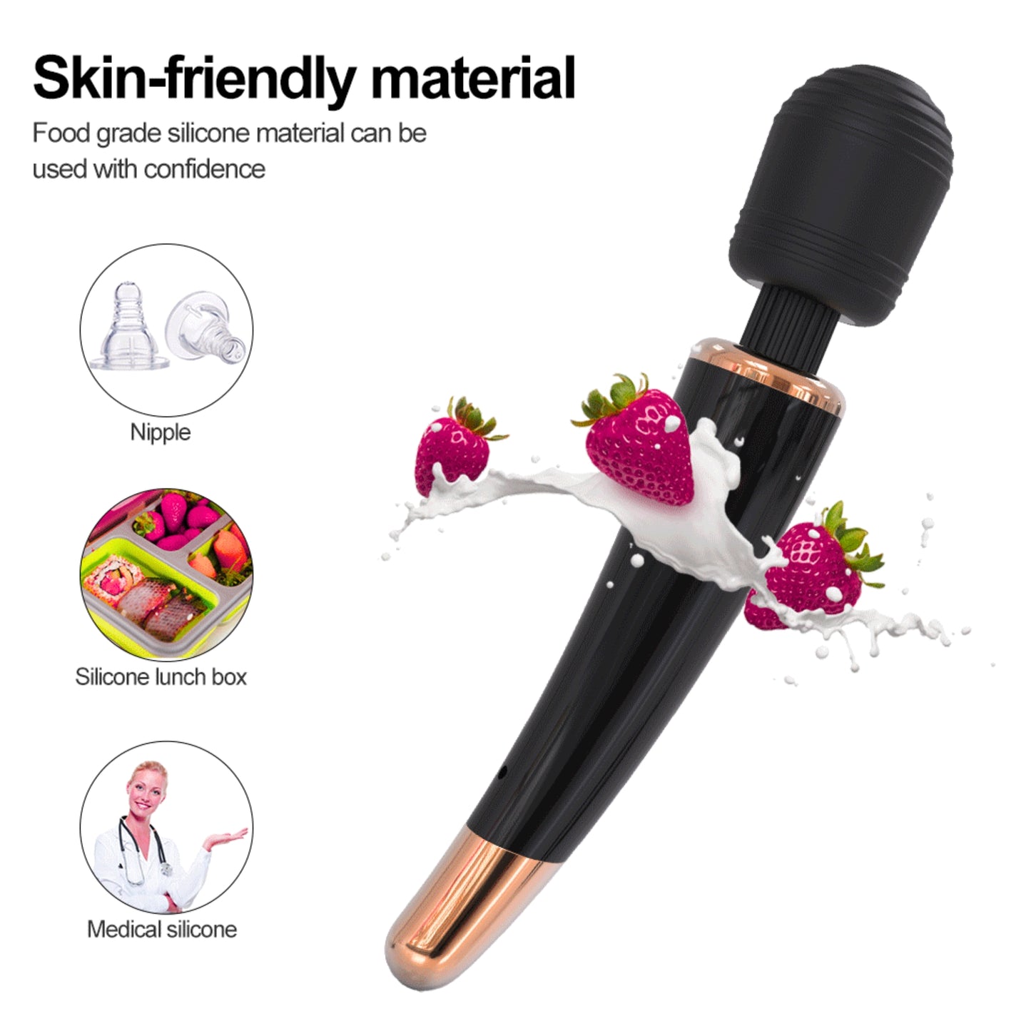 6-Piece Luxury Couple Play Set-12 Mode Rechargeable Magic Wand Massager, Fluffy Bunny Tail Metal Plug, Silicone Anal Beads, Textured Penis Extender Sleeve, Dual Lock Cock Ring & Aloe Anal Lube