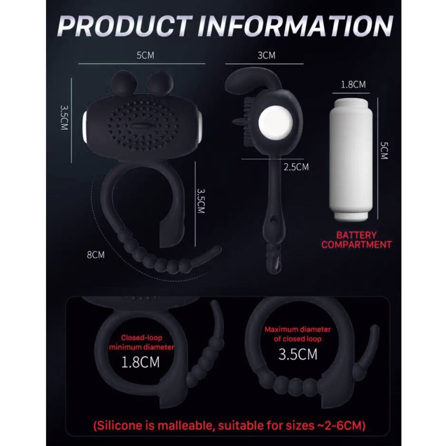 Triple Pleasure 3 in one Cock Ring with Vibrator