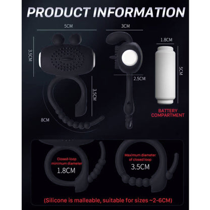 Triple Pleasure 3 in one Cock Ring with Vibrator