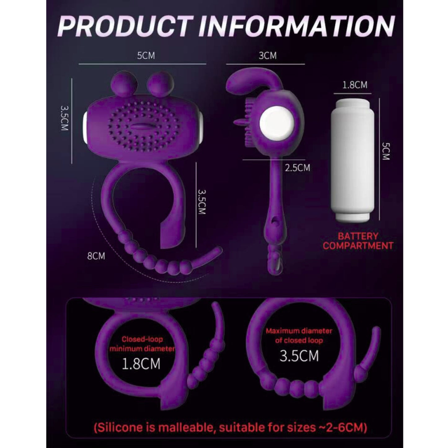 Triple Pleasure 3 in one Cock Ring with Vibrator