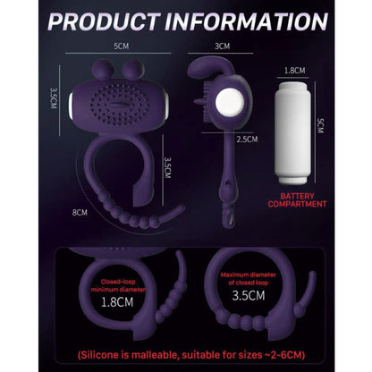 Triple Pleasure 3 in one Cock Ring with Vibrator