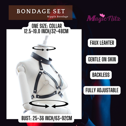 Play With Me 4-Pcs Black Luxury Leather Bandage Kit Set Couple Game Sex