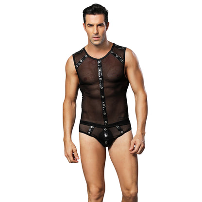Men’s Mesh Transparent Costume Outfit One Size Stretch Party Clubwear Breathable Fit