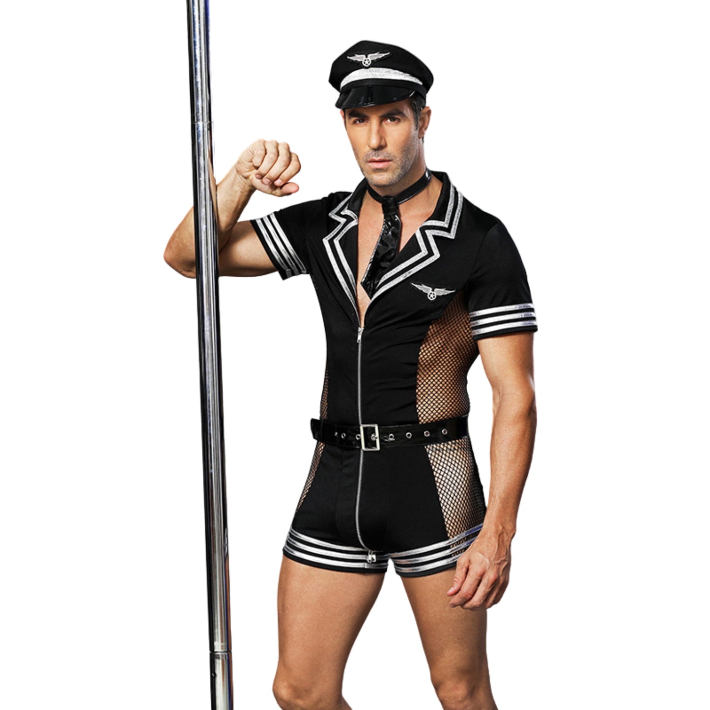 Men's Policeman Cop Cosplay Uniform Role Play Sexy Costume 4pcs Set