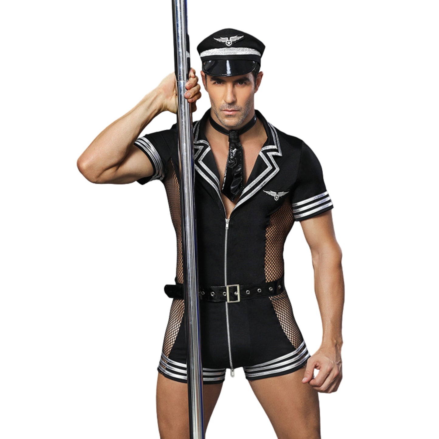 Men's Policeman Cop Cosplay Uniform Role Play Sexy Costume 4pcs Set