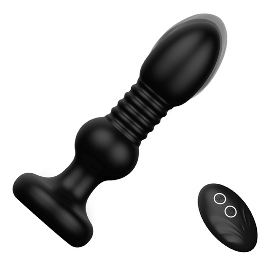 Telescopic Vibrator Anal Plug Pull Bead Butt Plug with Remote Control