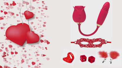 Valentines Sex Toy Flaming Rose Flower Bundle 5pcs Set
