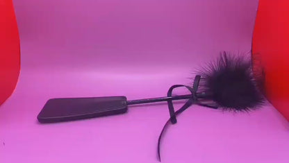 2-in-1 Spanking Paddle and Tickler and Masquerade Lace Mask Set